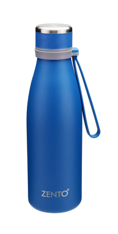 Zenith Silicone Strap SS Vacuum Water Bottle 550ml Blue