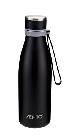 Zenith Silicone Strap SS Vacuum Water Bottle 550ml Black