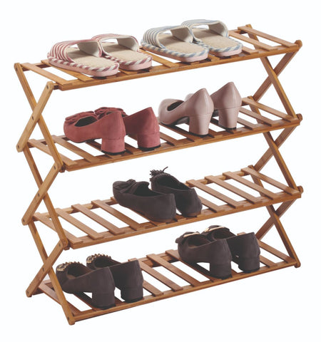 4 Tier Bamboo Folding Shoe Rack