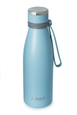 Zenith Silicone Strap SS Vacuum Water Bottle 550ml Blue**