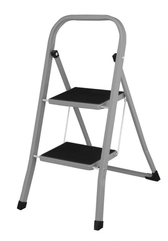 2 Step Ladder With Non-Slip - Grey