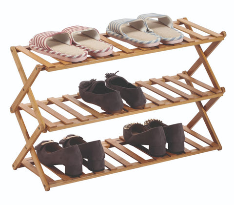 3 Tier Bamboo Folding Shoe Rack